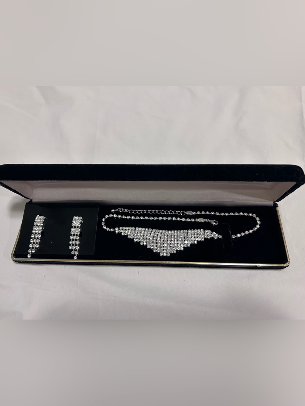 Crystal Rhinestone Necklace and Earrings Set